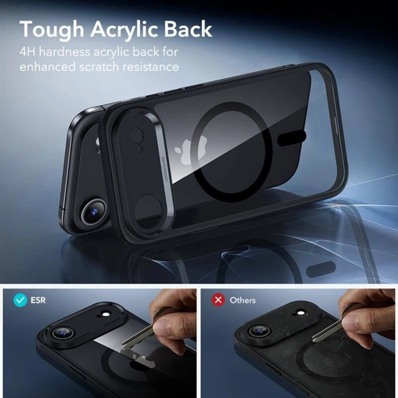 [Pachet 360°] Husa + folie iPhone 17 Air ESR Classic Hybrid HaloLock, negru/transparenta