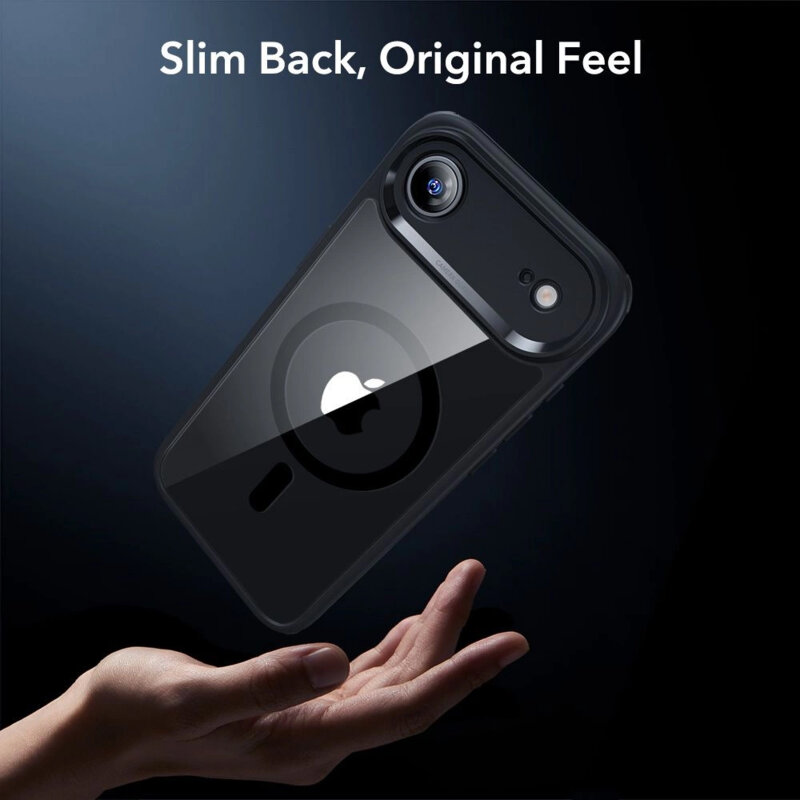 [Pachet 360°] Husa + folie iPhone 17 Air ESR Classic Hybrid HaloLock, negru/transparenta