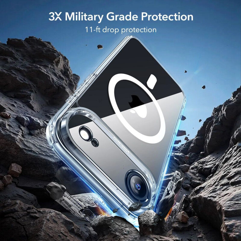 [Pachet 360°] Husa + folie iPhone 17 Air ESR Classic Hybrid HaloLock, transparenta