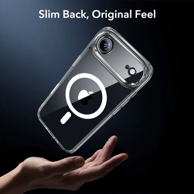 [Pachet 360°] Husa + folie iPhone 17 Air ESR Classic Hybrid HaloLock, transparenta