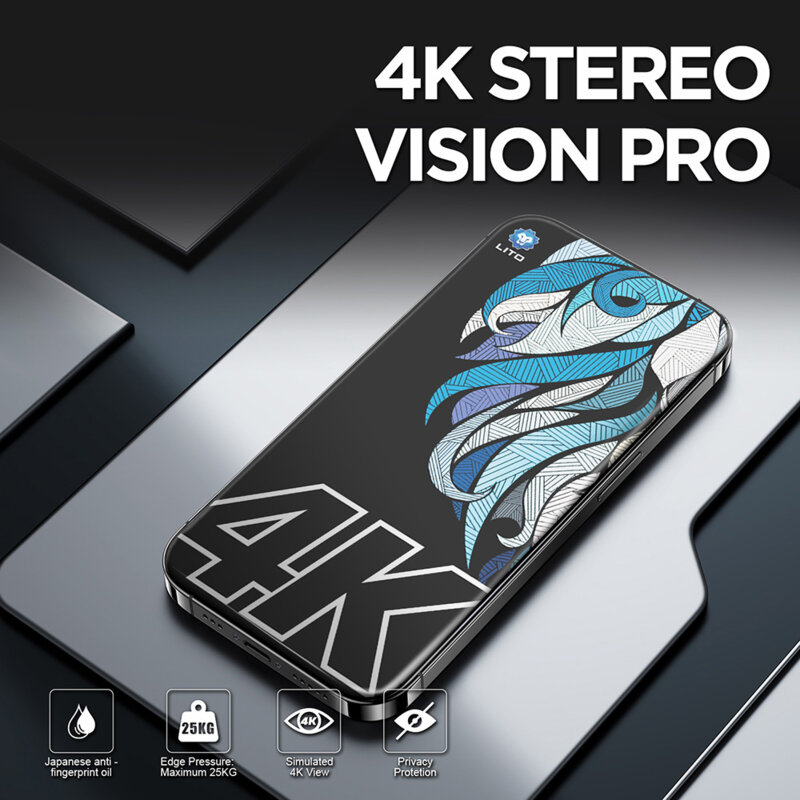 Folie sticla iPhone 17 Pro Lito D+ Max 4K Privacy, negru