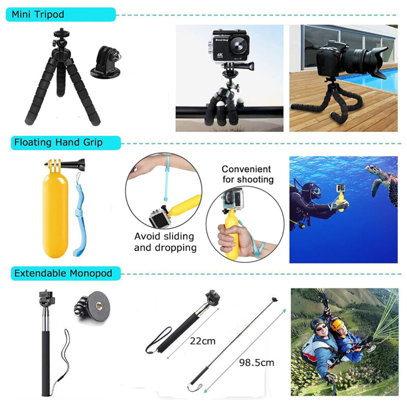 Kit 50in1 accesorii pentru camera de actiune GoPro, SJCAM, Techsuit CamQuest SA50