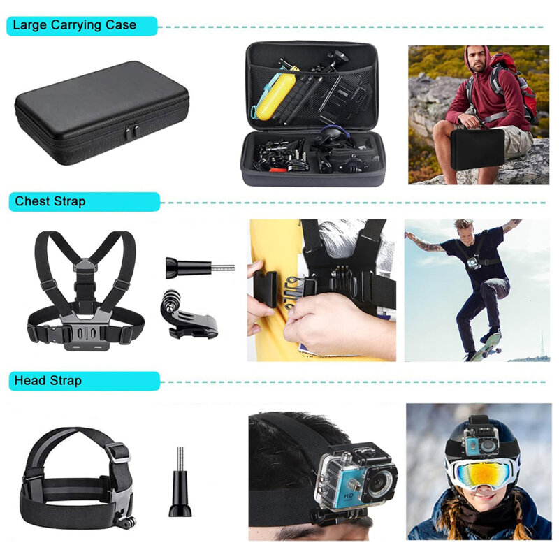 Kit 50in1 accesorii pentru camera de actiune GoPro, SJCAM, Techsuit CamQuest SA50