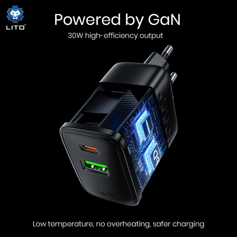 Incarcator priza Type-C, USB, 30W Lito, negru, LC19