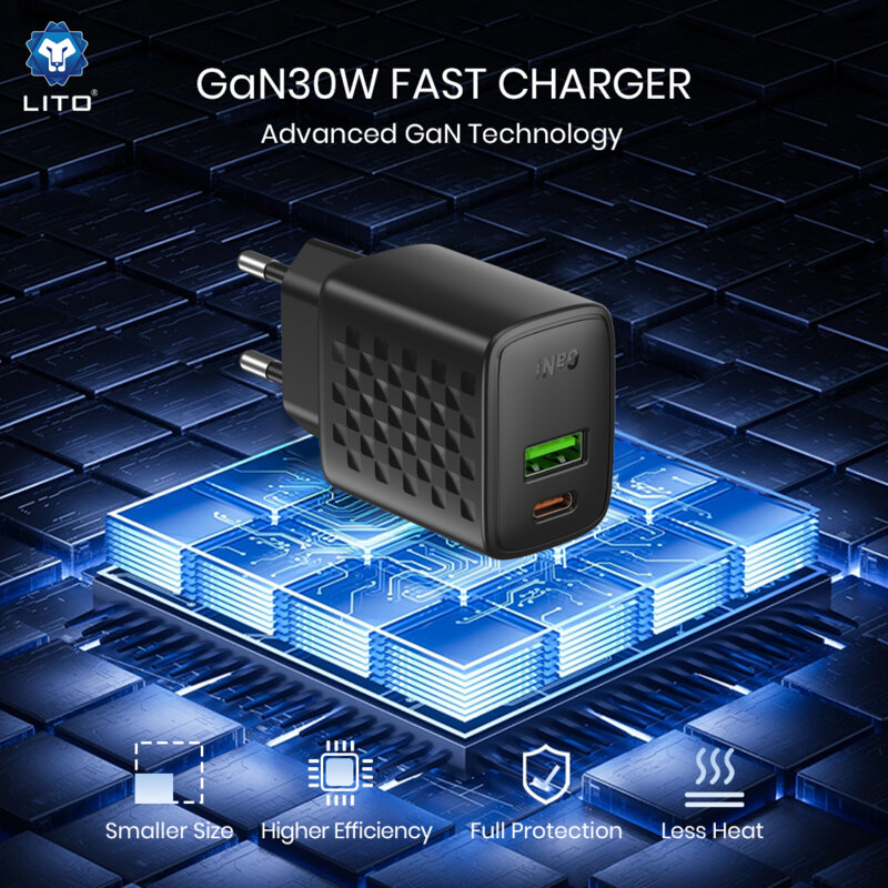 Incarcator priza Type-C, USB, 30W Lito, negru, LC19