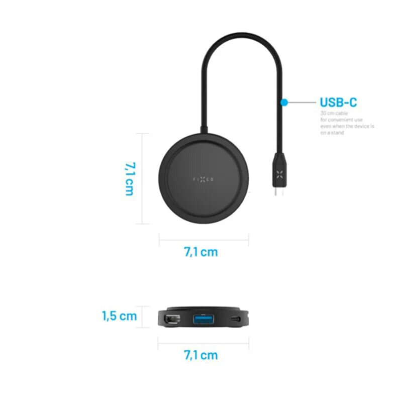 Hub USB-C la USB-C/A, HDMI, Micro-SD/SD, MagSafe, Fixed FIXHU-M-BK