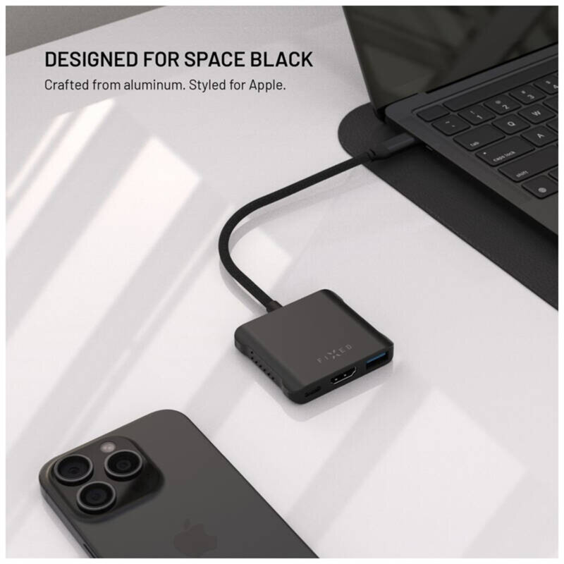 Hub USB-C 5in1, 2x USB-C, 2x USB-A, HDMI, Fixed Quadri, FIXHU-QR-BK
