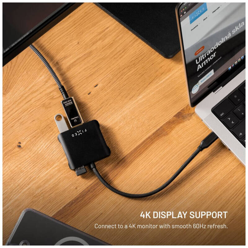 Hub USB-C 5in1, 2x USB-C, 2x USB-A, HDMI, Fixed Quadri, FIXHU-QR-BK