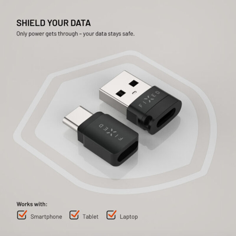 Adaptor data blocker USB 2in1, Fixed FIXA-BLC-BK, negru