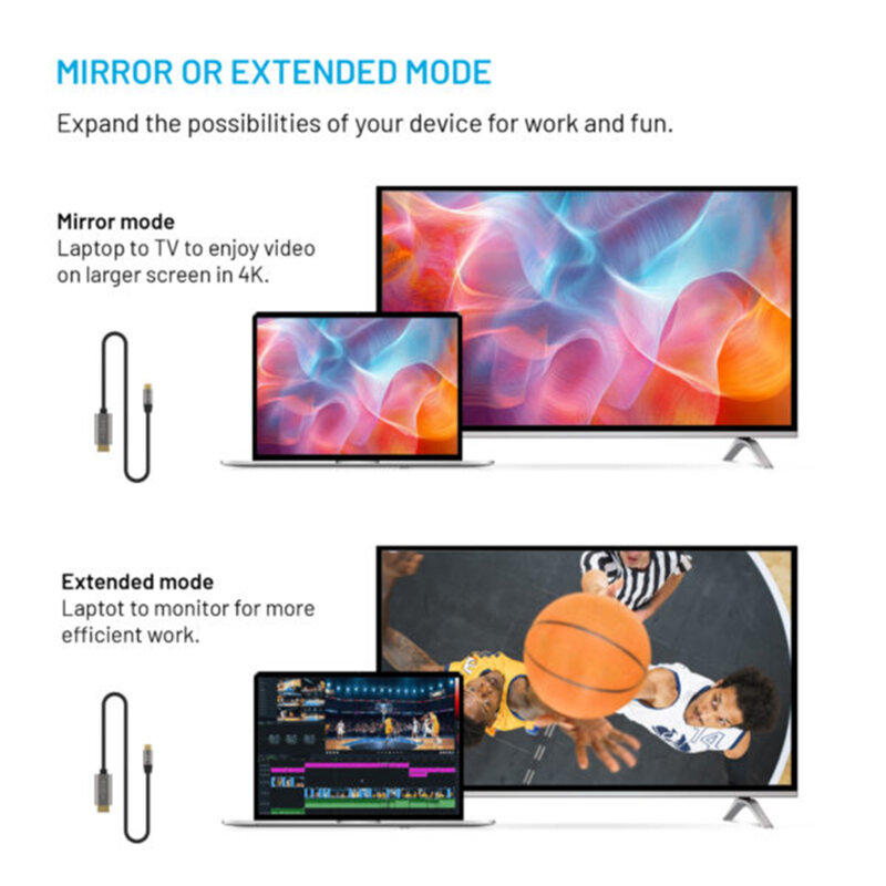 Cablu video USB-C la HDMI 4K, Fixed FIXHU-CHDMI-GR, gri, 2m