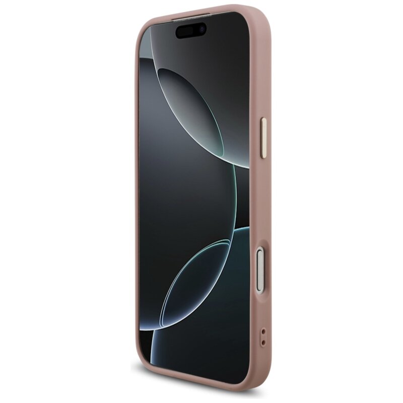 Husa Guess Fixed Glitter Big 4G Metal Frame iPhone 17 Pro Max cu sclipici, roz, GUHCP17XHG4SGCP