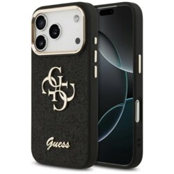 Husa Guess Fixed Glitter Big 4G Metal Frame iPhone 17 Pro cu sclipici, negru, GUHCP17LHG4SGCK