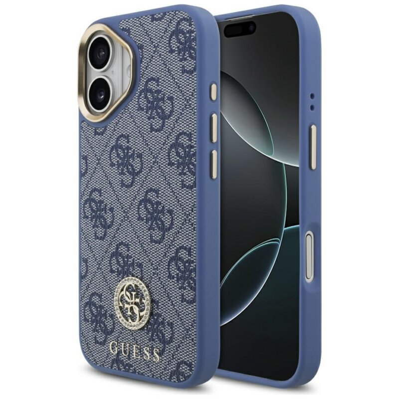Husa originala Guess iPhone 17 Hardcase 4G Strass Logo, albastru, GUHMP17SP4GRMDEB