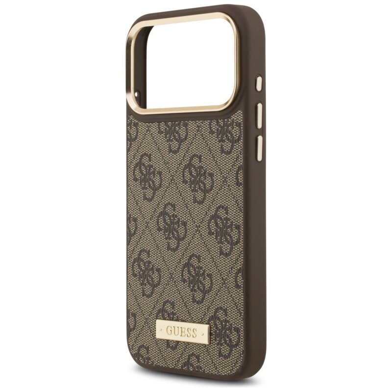 Husa originala Guess iPhone 17 Pro Max HHardcase 4G Logo Plate MagSafe, maro, GUHMP17XU4GPRW