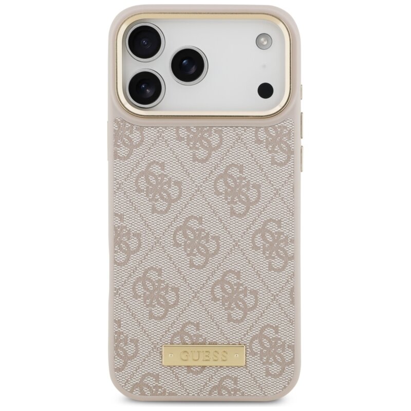 Husa originala Guess iPhone 17 Pro Max Hardcase 4G Logo Plate MagSafe, roz, GUHMP17XU4GPRP
