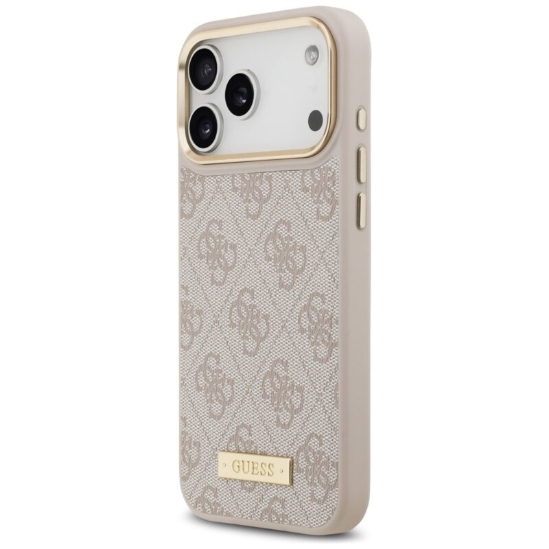 Husa originala Guess iPhone 17 Pro Max Hardcase 4G Logo Plate MagSafe, roz, GUHMP17XU4GPRP