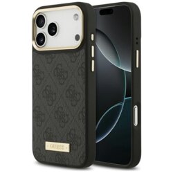 Husa originala Guess iPhone 17 Pro Max Hardcase 4G Logo Plate MagSafe, negru, GUHMP17XU4GPRK