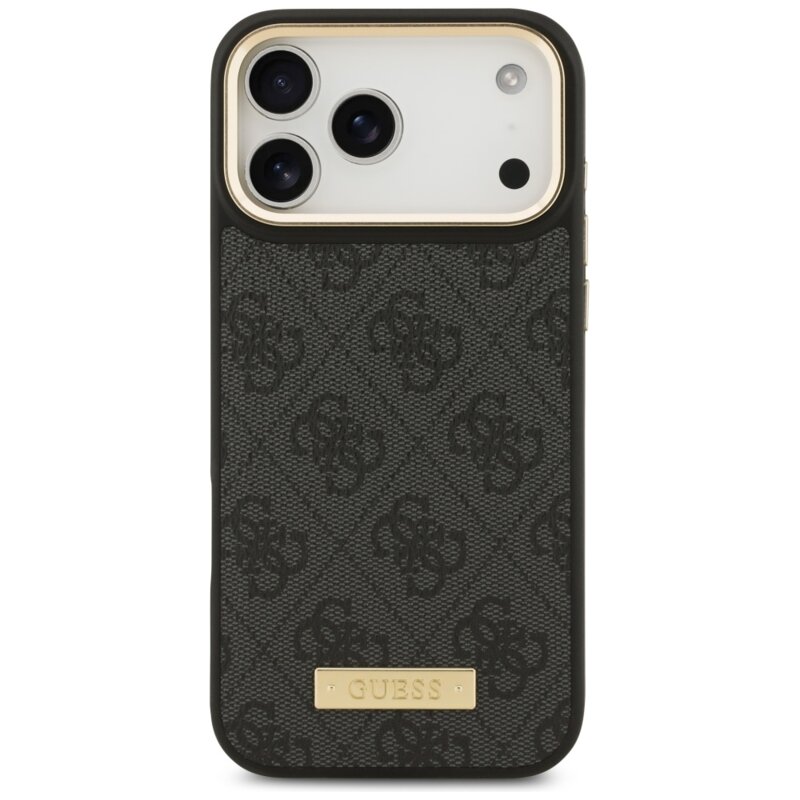 Husa originala Guess iPhone 17 Pro Max Hardcase 4G Logo Plate MagSafe, negru, GUHMP17XU4GPRK