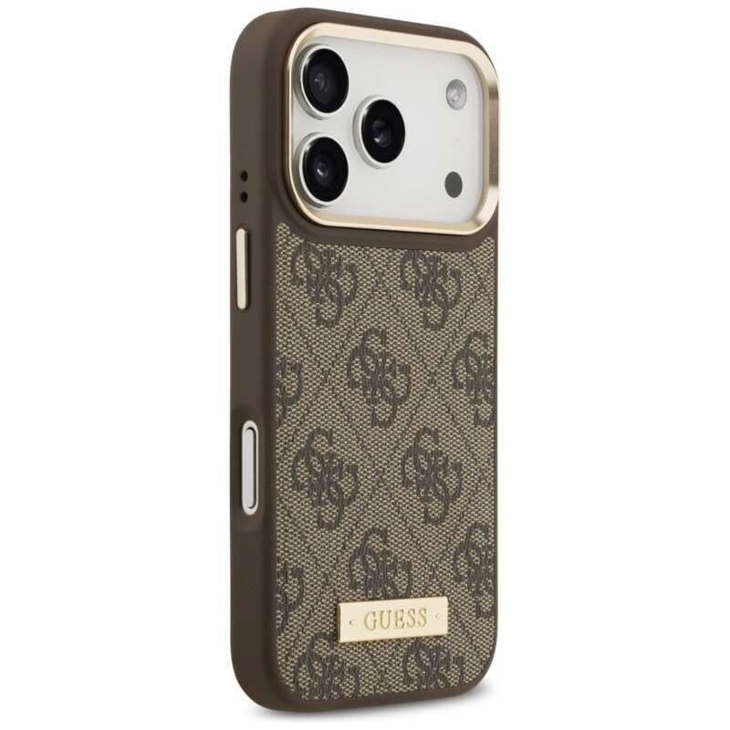 Husa originala Guess iPhone 17 Pro Hardcase 4G Logo Plate MagSafe, maro, GUHMP17LU4GPRW