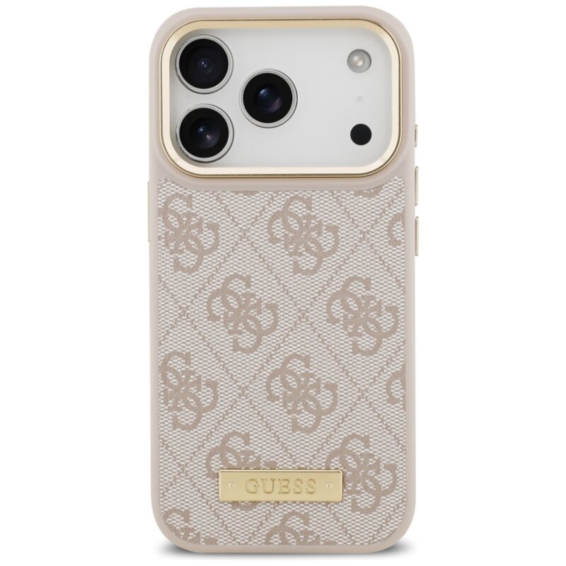 Husa originala Guess iPhone 17 Pro Hardcase 4G Logo Plate MagSafe, roz, GUHMP17LU4GPRP