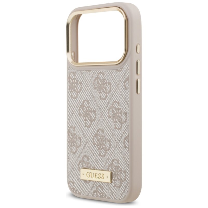 Husa originala Guess iPhone 17 Pro Hardcase 4G Logo Plate MagSafe, roz, GUHMP17LU4GPRP