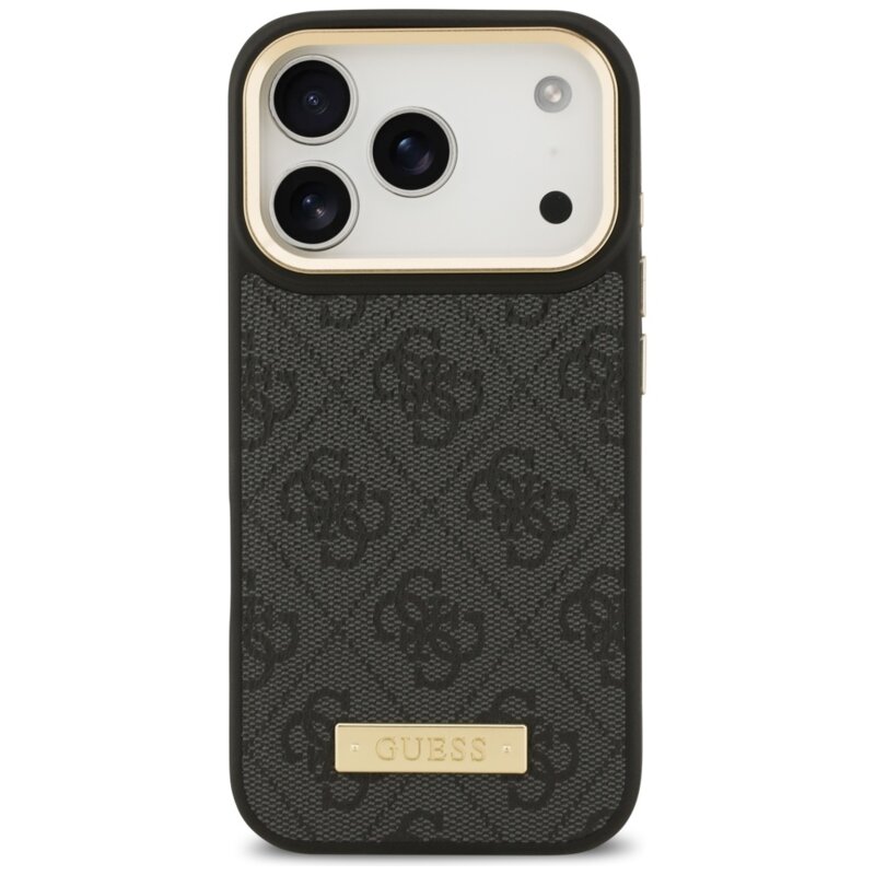 Husa originala Guess iPhone 17 Pro Hardcase 4G Logo Plate MagSafe, negru, GUHMP17LU4GPRK