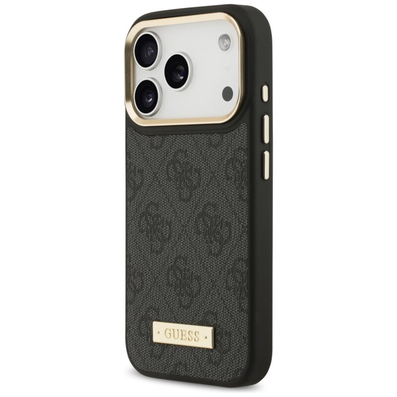 Husa originala Guess iPhone 17 Pro Hardcase 4G Logo Plate MagSafe, negru, GUHMP17LU4GPRK