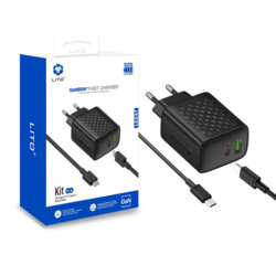 Incarcator priza Type-C, USB, 65W Lito cu cablu tip C, negru, LC24T