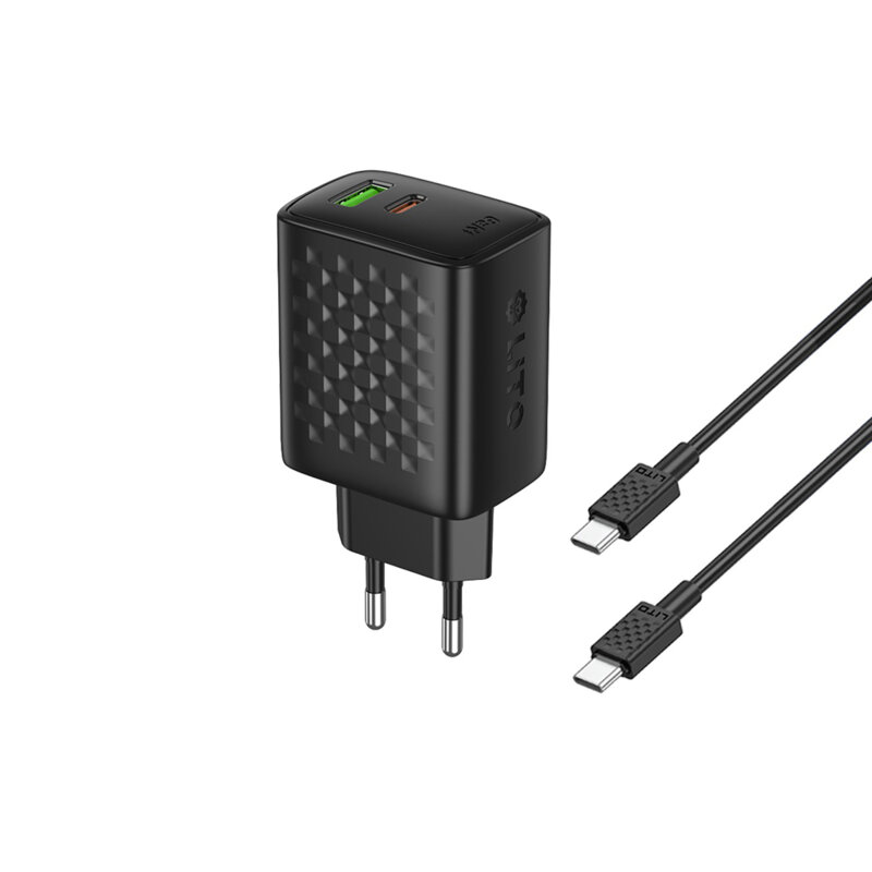 Incarcator priza Type-C, USB, 65W Lito cu cablu tip C, negru, LC24T