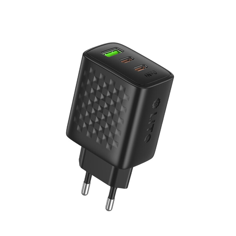 Incarcator priza 3in1 Type-C, USB, 65W Lito, negru, LC25