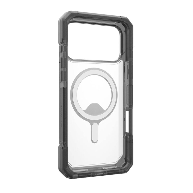 UAG Trooper Clear Ash - vedere unghiulară cu inel MagSafe