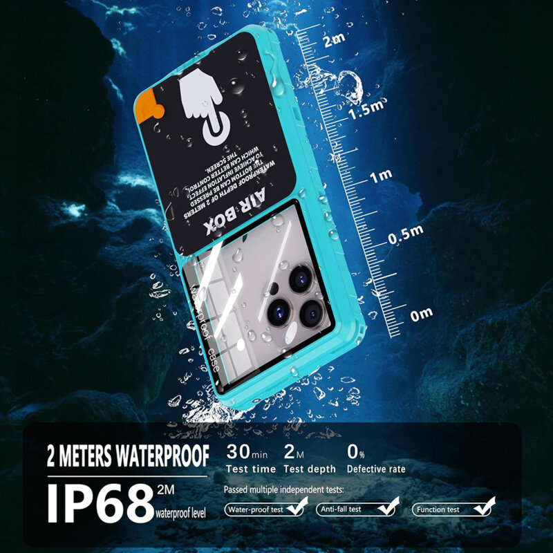 Husa impermeabila Samsung Galaxy S23 Ultra ShellBox AirBox Waterproof IP68, albastru