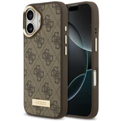 Husa originala Guess iPhone 17 Hardcase 4G Logo Plate MagSafe, maro, GUHMP17SU4GPRW