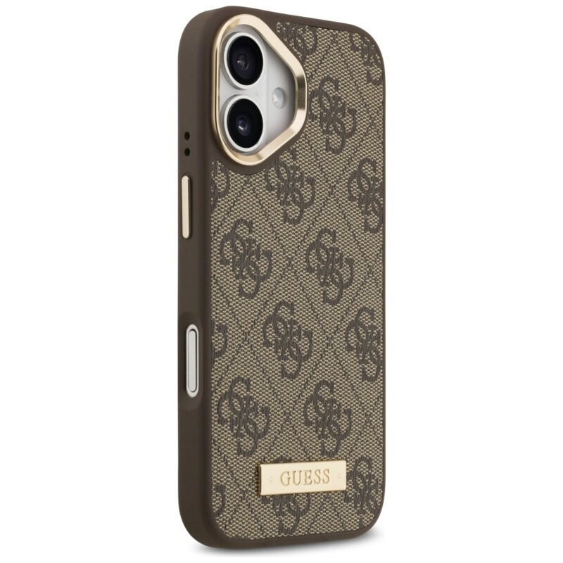Husa originala Guess iPhone 17 Hardcase 4G Logo Plate MagSafe, maro, GUHMP17SU4GPRW