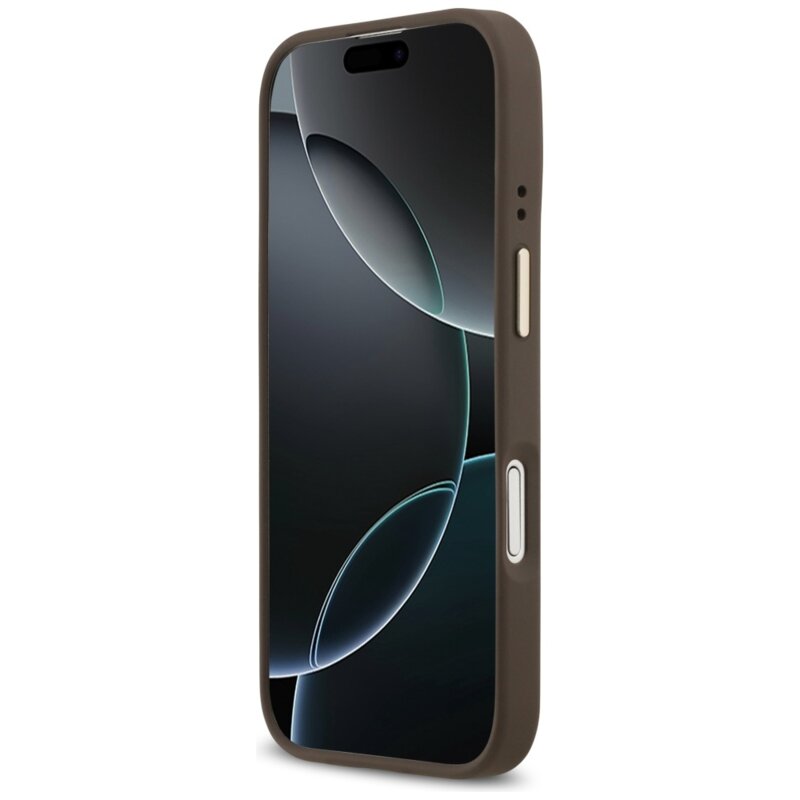 Husa originala Guess iPhone 17 Hardcase 4G Logo Plate MagSafe, maro, GUHMP17SU4GPRW