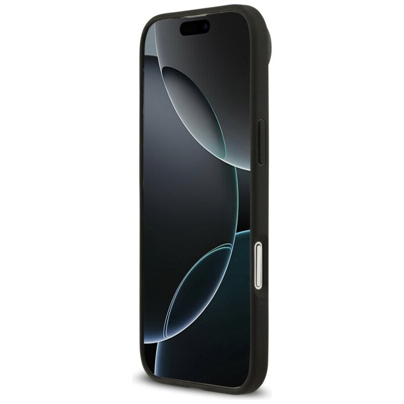 Husa iPhone 17 Air Guess Grained Flowers MagSafe, negru, GUHMP17MPGNMPLMK