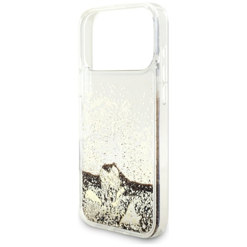Husa Guess Liquid Glitter Charms iPhone 17 Pro Max cu sclipici, auriu, GUHCP17XGLHFLGO