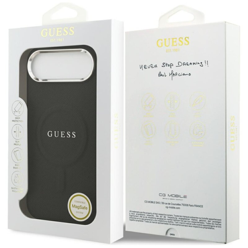 Husa originala Guess iPhone 17 Air Hardcase Classic Logo MagSafe, negru, GUHMP17MPSAREGSK