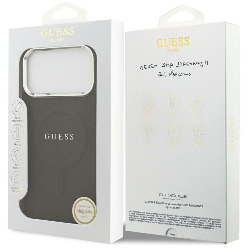 Husa originala Guess iPhone 17 Pro Max Hardcase Classic Logo MagSafe, maro, GUHMP17XPSAREGSW