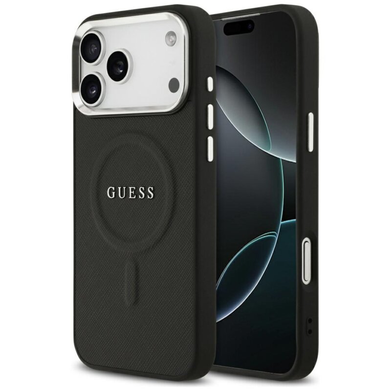 Husa originala Guess iPhone 17 Pro Max Hardcase Classic Logo MagSafe, negru, GUHMP17XPSAREGSK