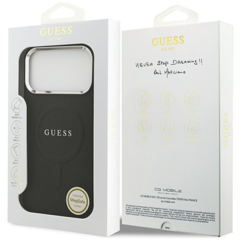 Husa originala Guess iPhone 17 Pro Max Hardcase Classic Logo MagSafe, negru, GUHMP17XPSAREGSK