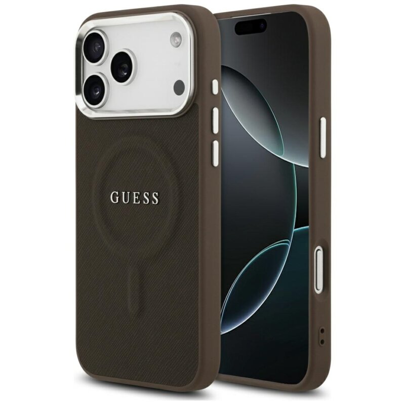 Husa originala Guess iPhone 17 Pro Hardcase Classic Logo MagSafe, maro, GUHMP17LPSAREGSW