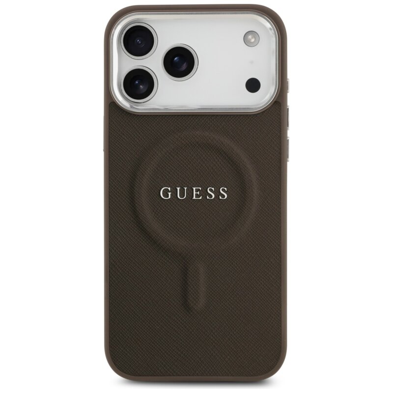 Husa originala Guess iPhone 17 Pro Hardcase Classic Logo MagSafe, maro, GUHMP17LPSAREGSW
