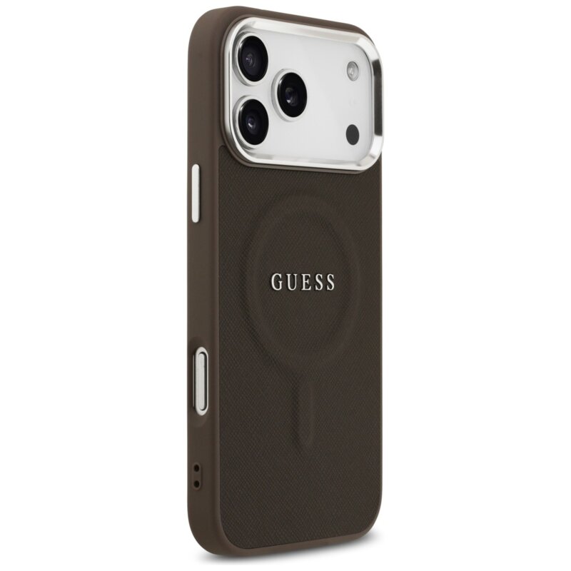 Husa originala Guess iPhone 17 Pro Hardcase Classic Logo MagSafe, maro, GUHMP17LPSAREGSW