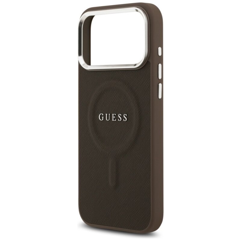 Husa originala Guess iPhone 17 Pro Hardcase Classic Logo MagSafe, maro, GUHMP17LPSAREGSW