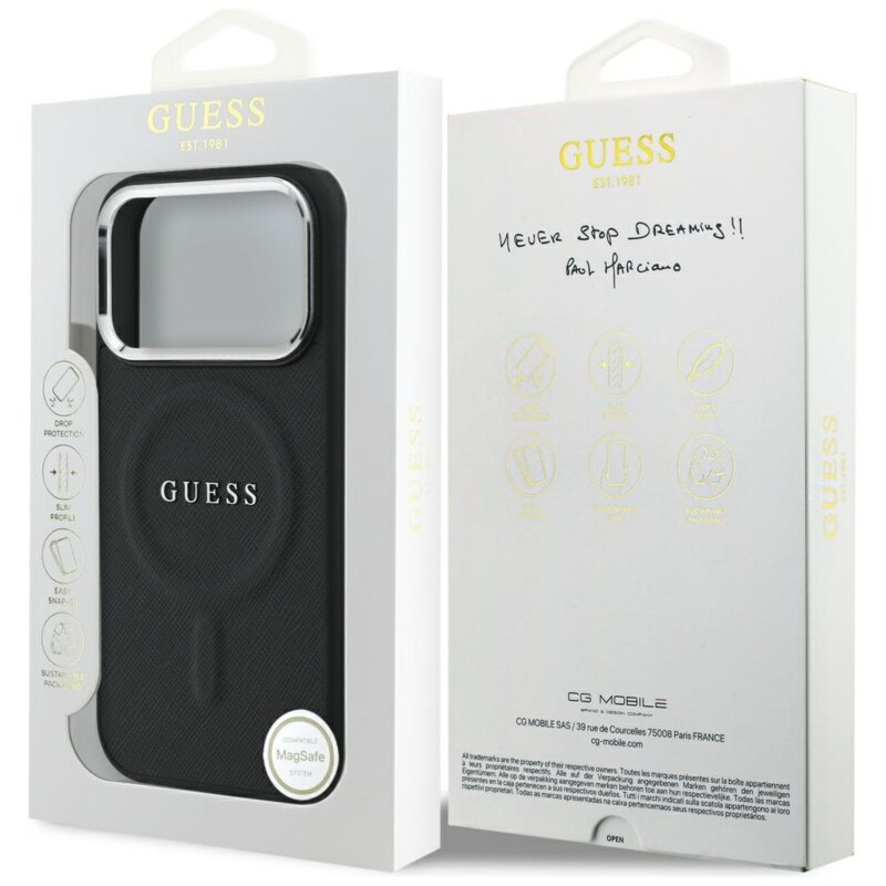 Husa originala Guess iPhone 17 Pro Hardcase Classic Logo MagSafe, negru, GUHMP17LPSAREGSK