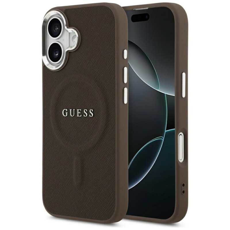 Husa originala Guess iPhone 17 Hardcase Classic Logo MagSafe, maro, GUHMP17SPSAREGSW