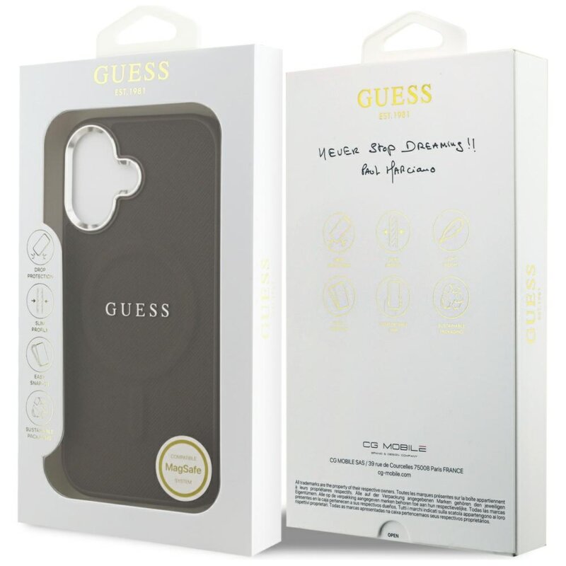Husa originala Guess iPhone 17 Hardcase Classic Logo MagSafe, maro, GUHMP17SPSAREGSW