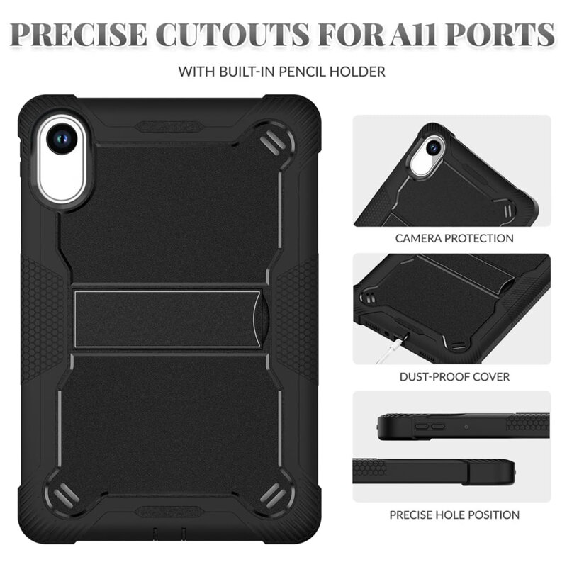 [Pachet 360°] Husa + folie sticla Xiaomi Redmi Pad 2 Techsuit Rugged TabShell, negru