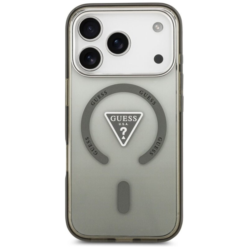 Husa iPhone 17 Pro originala Guess IML Gradient Triangle Logo MagSafe, kaki, GUHMP17LHGTMLCGA